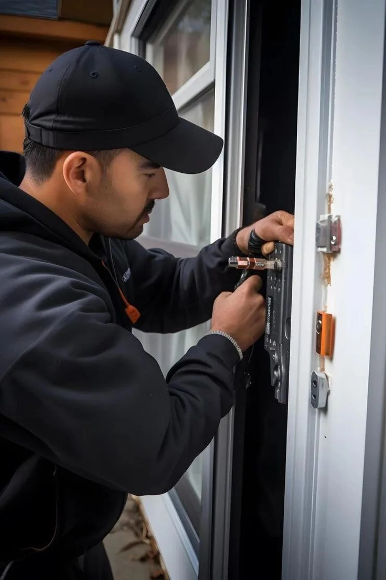 Commercial Locksmith Cloud Lake technician installing a heavy duty business door lock